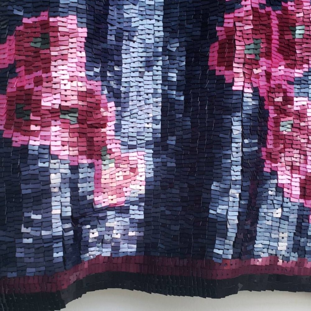 Cynthia Rowley floral blue sequin skirt.